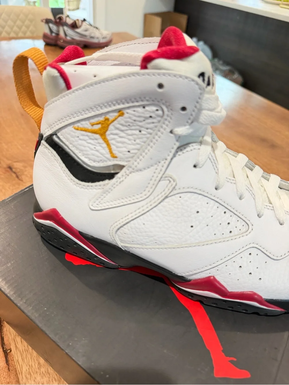 Jordan men’s' White/Red/Gold High-Top Sneakers